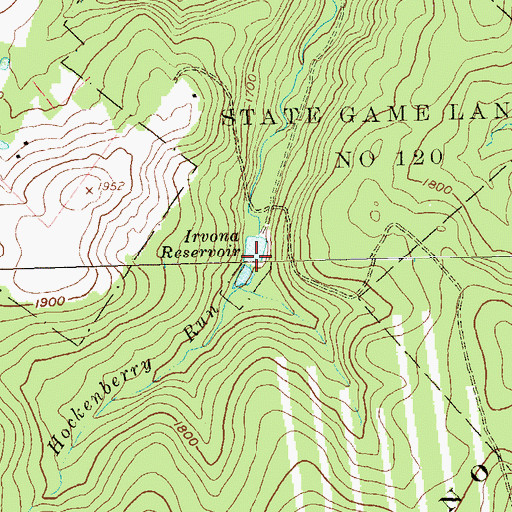 Topographic Map of Irvona Reservoir, PA