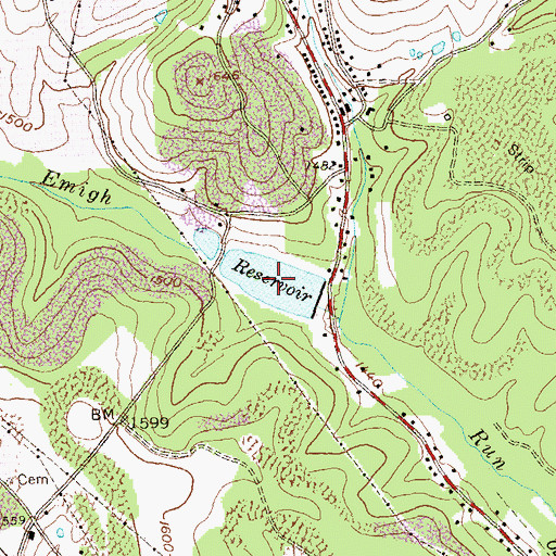 Topographic Map of Emigh Lake, PA
