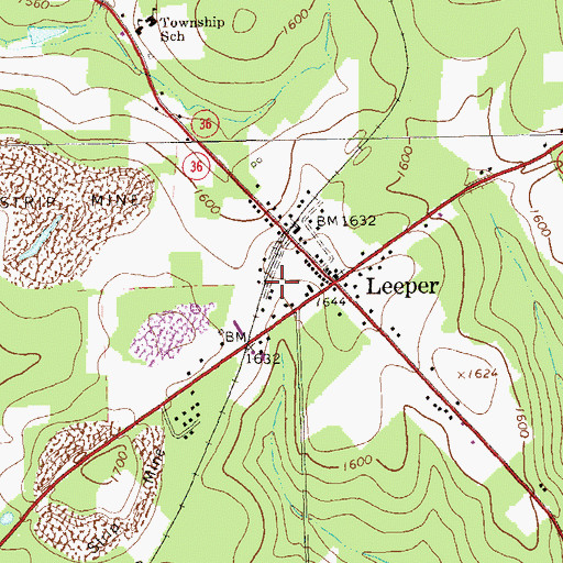 Topographic Map of Tylersburg Station, PA
