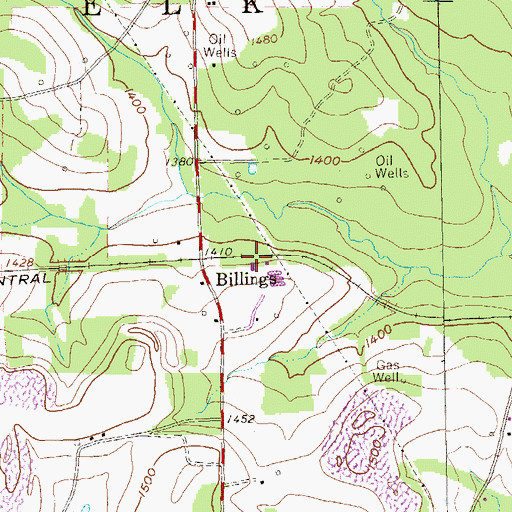 Topographic Map of Billings Station, PA
