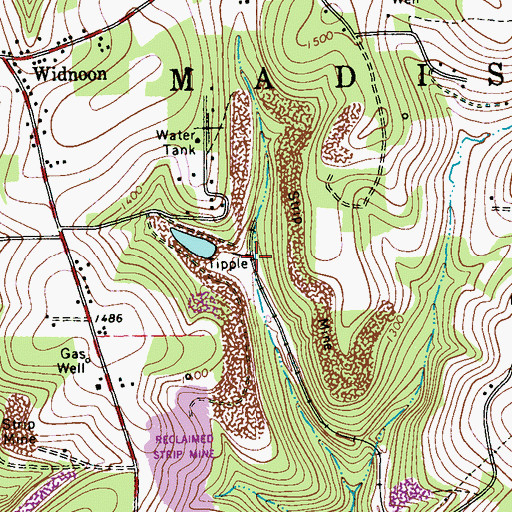 Topographic Map of Widnoon Station, PA