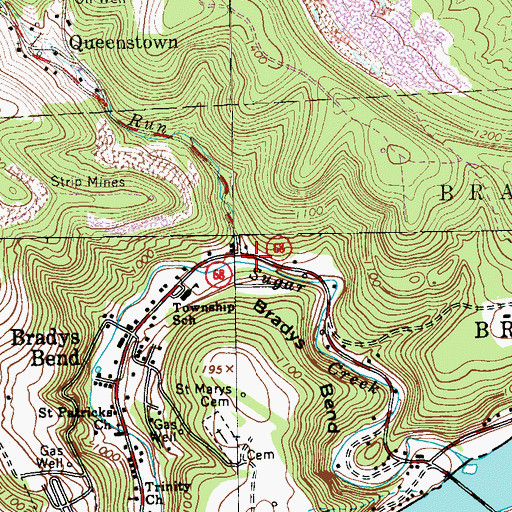 Topographic Map of Bradys Bend Iron Furnaces Historical Site, PA