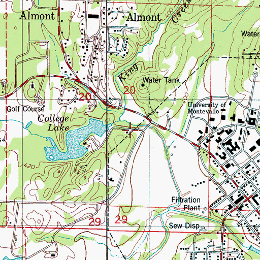 Topographic Map of King Creek, AL