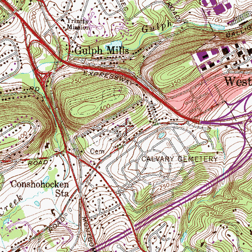 Topographic Map of Rebel Hill, PA