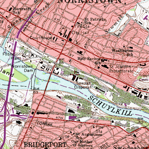 Topographic Map of Mill Street Station, PA