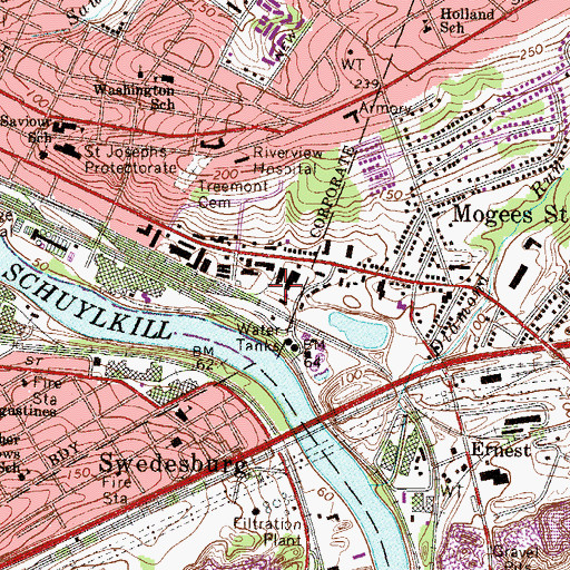 Topographic Map of Earnest Street Yard Station, PA