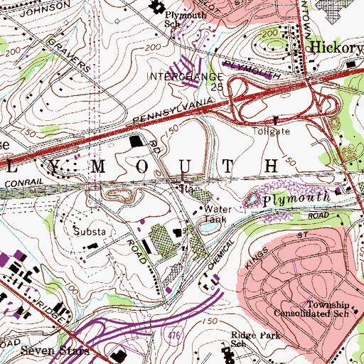 Topographic Map of Whitemarsh Junction Station, PA