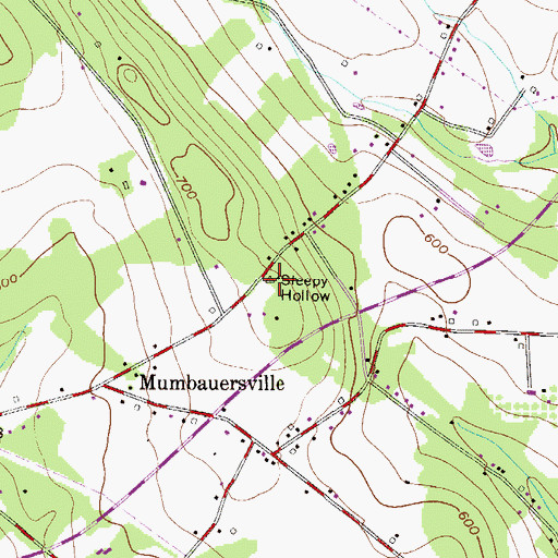 Topographic Map of Sleepy Hollow, PA
