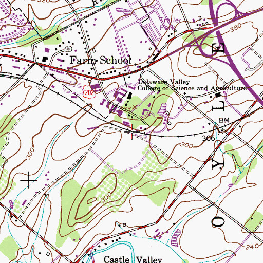 Topographic Map of Delaware Valley College Station, PA