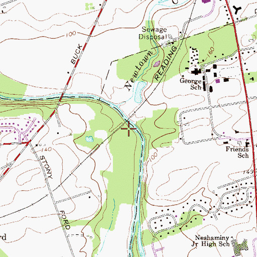 Topographic Map of George School Station, PA