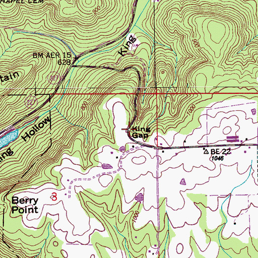 Topographic Map of King Gap, AL