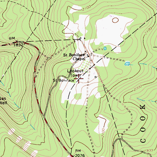 Topographic Map of Saint Boniface Lookout Tower, PA