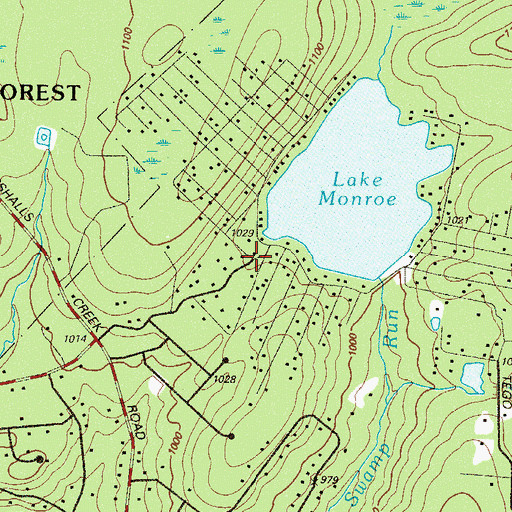 Topographic Map of Monroe Lake, PA