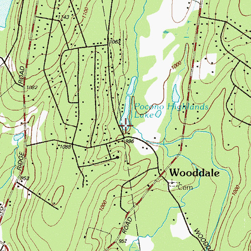 Topographic Map of Pocono Highlands Lake, PA