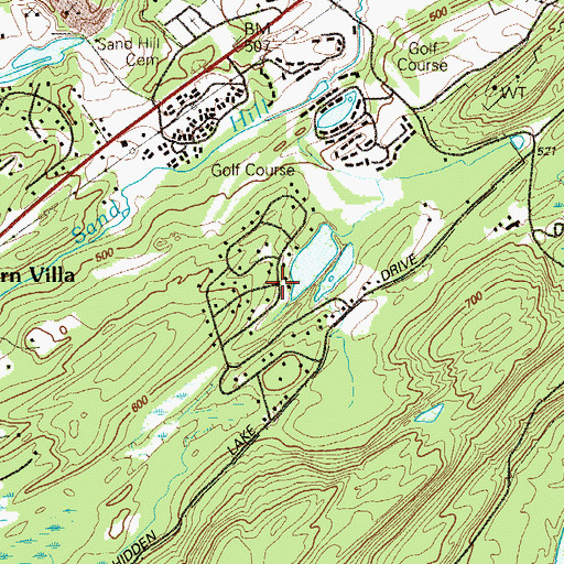 Topographic Map of Winona Lakes, PA