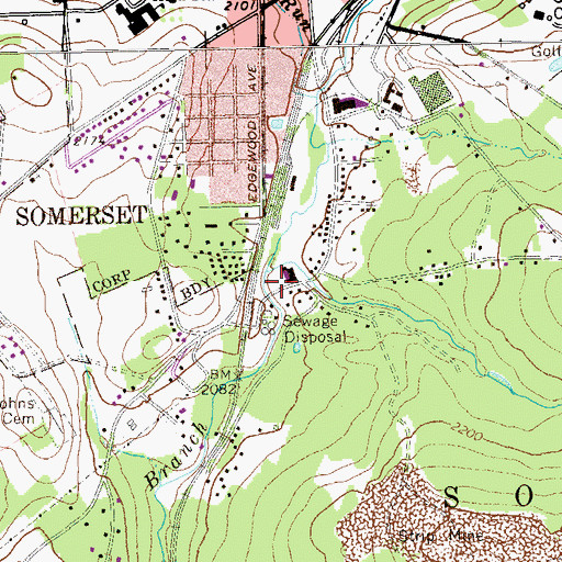 Topographic Map of Edgewood Grove Station, PA