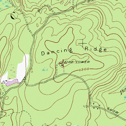 Topographic Map of Dancing Ridge Lookout, PA