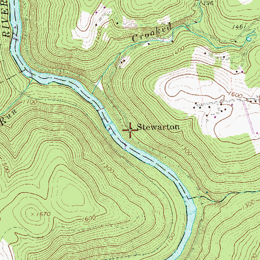 Topographic Map of Stewarton Station, PA