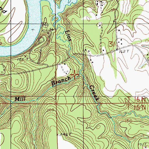 Topographic Map of King Mill Branch, AL