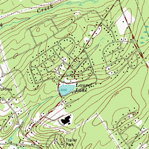Topographic Map of Pocono Laurel Lake, PA