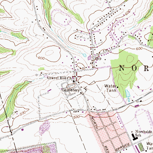 Topographic Map of Gravel Hill, PA