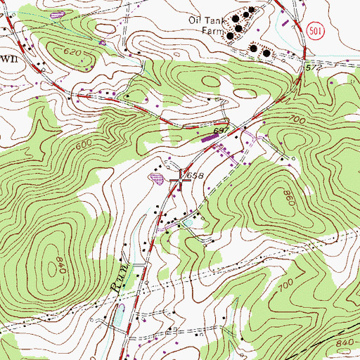 Topographic Map of Waldeck, PA