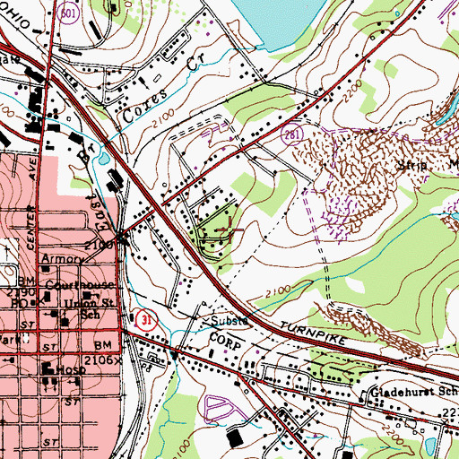 Topographic Map of P W and S Junction Station, PA