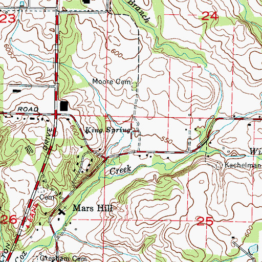 Topographic Map of King Spring, AL