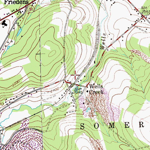 Topographic Map of Adams Station, PA