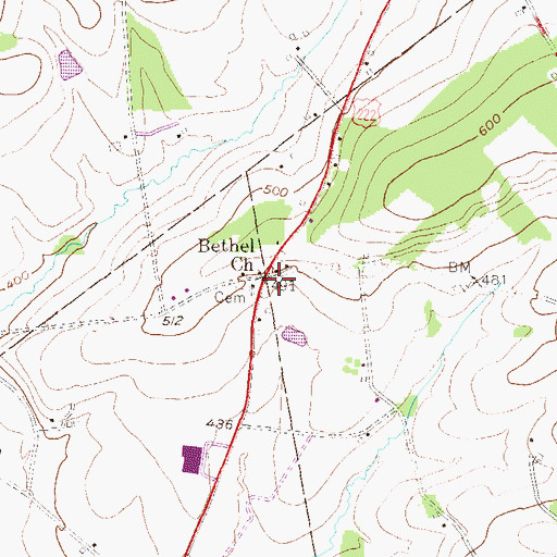 Topographic Map of Bethel, PA