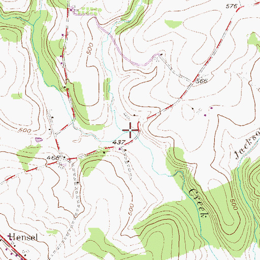 Topographic Map of McFarlands Run, PA
