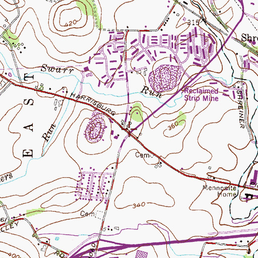 Topographic Map of McGovernsville, PA