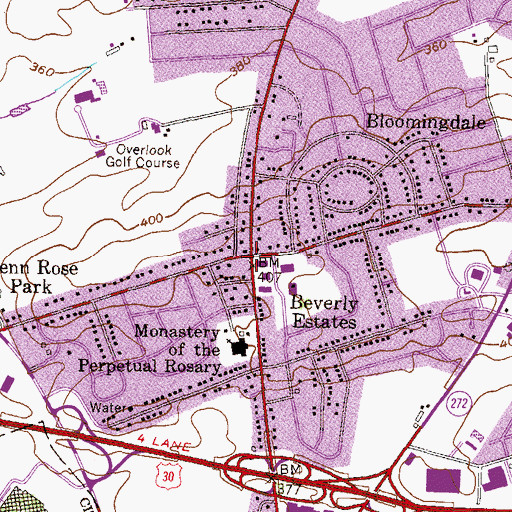 Topographic Map of Overlook, PA