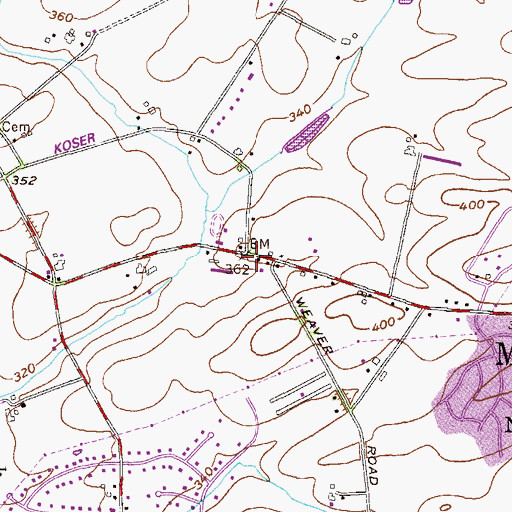 Topographic Map of Groffs Corner, PA