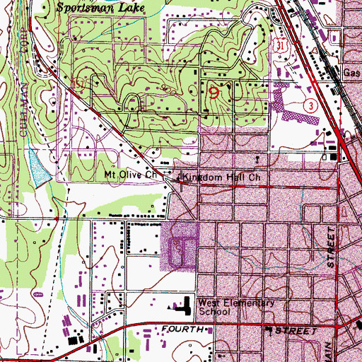 Topographic Map of Kingdom Hall Church, AL