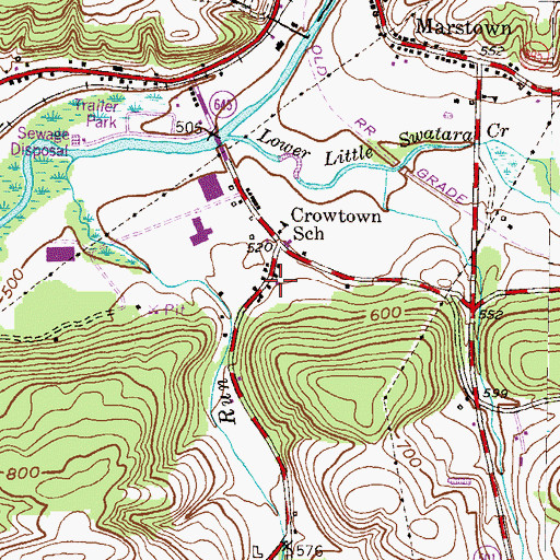 Topographic Map of Brookside, PA