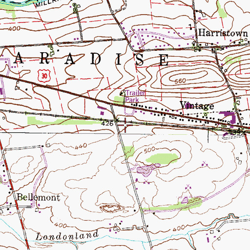 Topographic Map of Williamstown, PA
