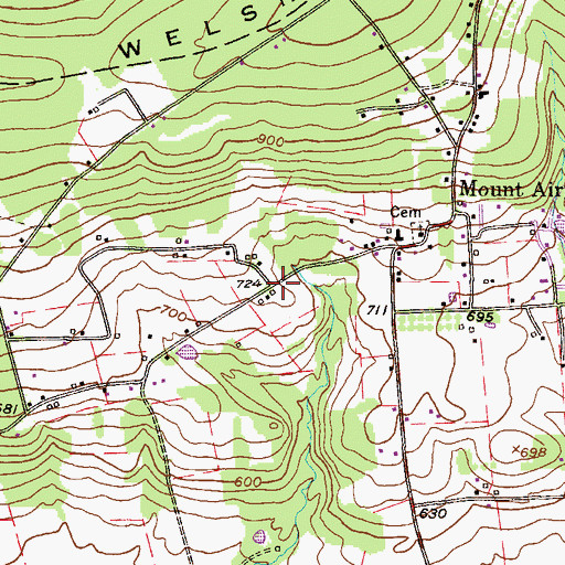 Topographic Map of Vinola, PA