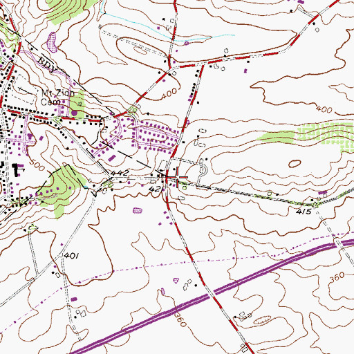 Topographic Map of Diamond Springs, PA