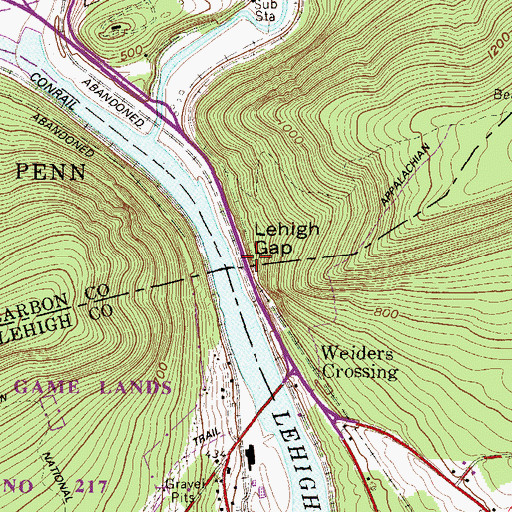 Topographic Map of Lehigh Gap Station, PA