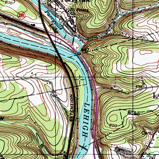 Topographic Map of Parryville Station, PA
