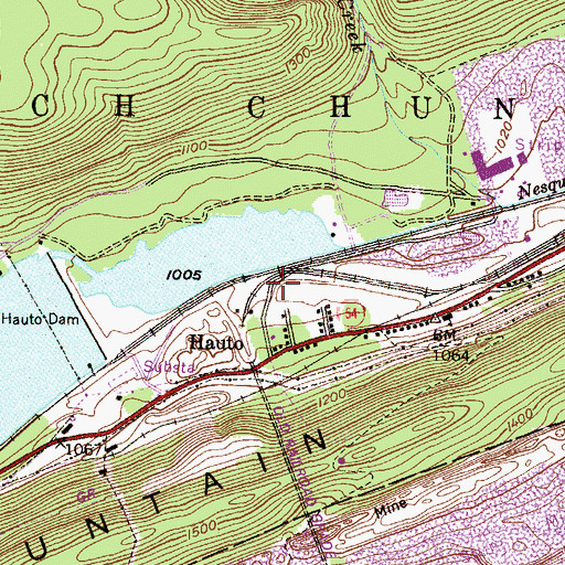 Topographic Map of Hauto Station, PA