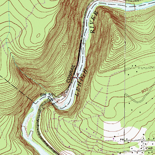 Topographic Map of Glen Onoko Station, PA