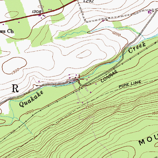 Topographic Map of Gerhards, PA