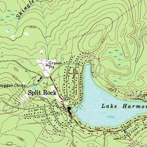 Topographic Map of Split Rock, PA