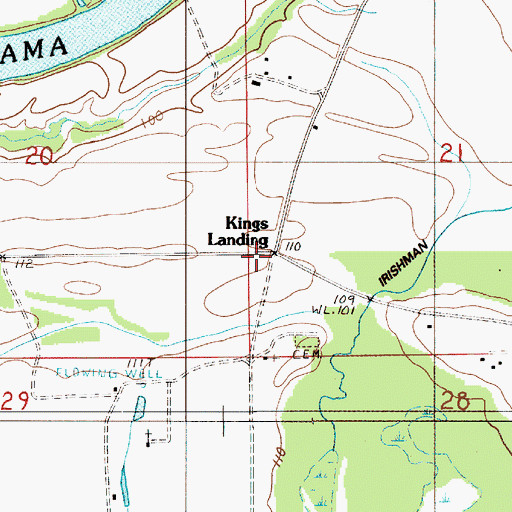 Topographic Map of Kings Landing, AL