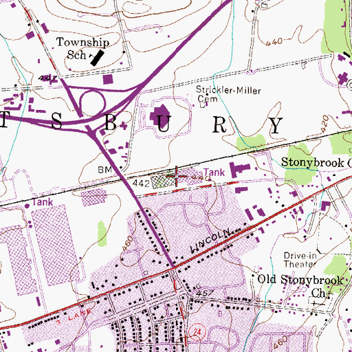 Topographic Map of Tracktowne Station, PA