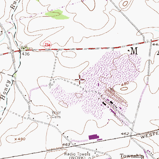 Topographic Map of Botts Station, PA