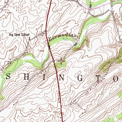 Topographic Map of Big Dam, PA