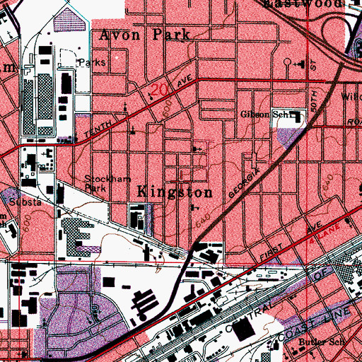 Topographic Map of Kingston, AL